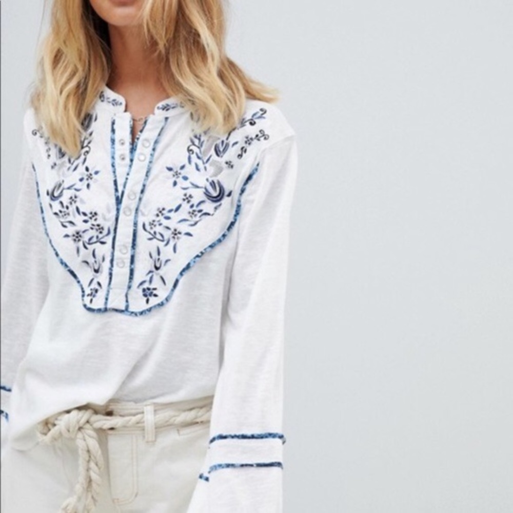 Free People Balloon Sleeved Blouse